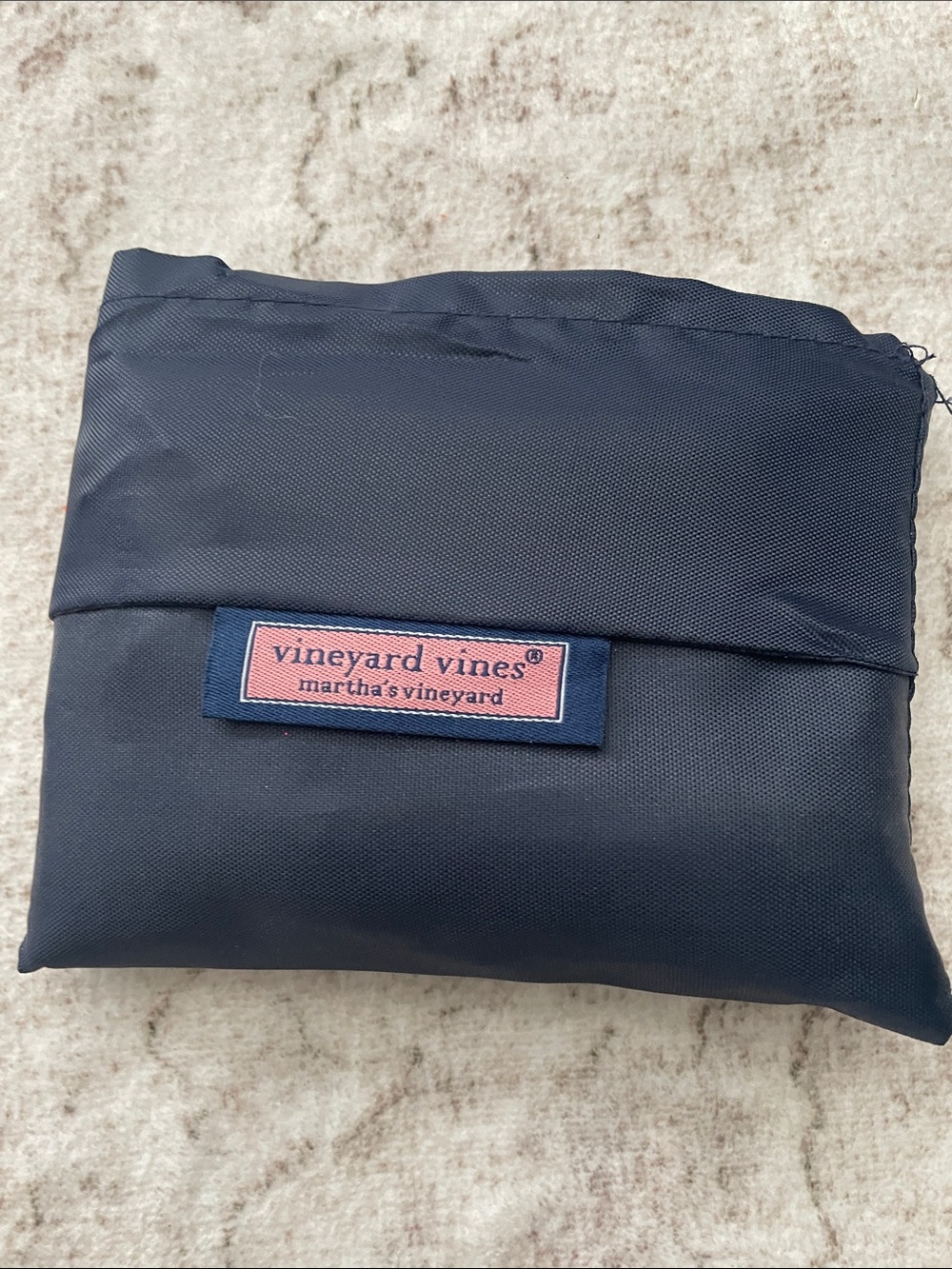 Vineyard Vines Navy Toiletry Pouch with Pink Logo Patch